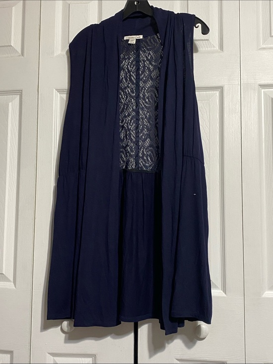 Coldwater Creek Tops - Coldwater Creek Open Front knit navy blue lightweight Cardigan top Size LARGE
